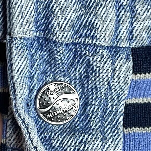 Vintage Port Authority Denim Varsity Jacket Las Damas Embroidered Western Small - Picture 9 of 9